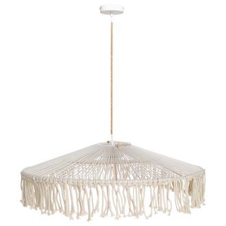 Beliani Beliani - L&aacute;mpara Colgante Estilo Boho Flecos Cuerda De Papel Tejida Blanco Akobo
