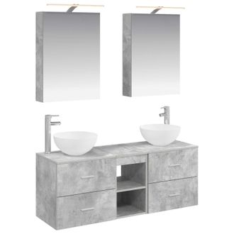 vidaXL Juego De Muebles De Ba&ntilde;o 5 Uds. Gris Hormig&oacute;n Vidaxl