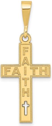 Diamond2Deal 14k Yellow Gold Laser Cut FAITH Cross Charm