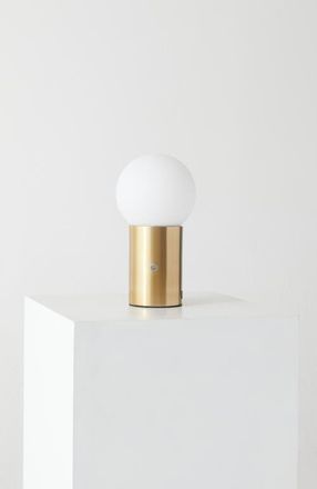 Brightech Kai 11 Modern Frosted Glass Orb Table Lamp with USB Charging Port and Built-In 3-Way Dimmer in Antique Brass at Nordstrom