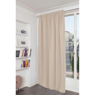 MOONDREAM Cortina ac&uacute;stica de terciopelo trabilla fruncida beige mc15 130lx260h