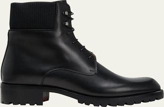Christian Louboutin Mens Trapman Red Sole Leather Combat Boots