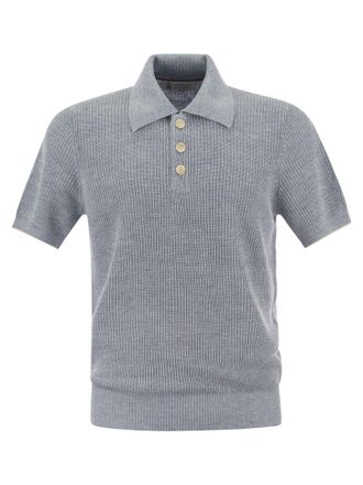 Brunello Cucinelli Linen And Cotton Half-rib Knit Polo Shirt