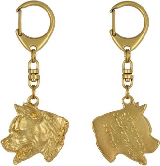 OEM American Staffordshire Terrier, Amstaff, Amstaf I: Llavero De Perro Chapado En Oro En Una Caja De Regalo, Decoraci&oacute;n De Bolso, Accesorio De Lujo De Ar
