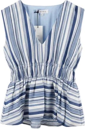 THML Clothing Womens Sleeveless Striped Pattern Top In Blue