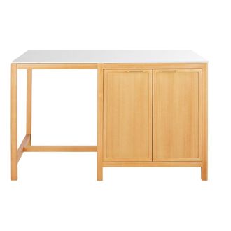 Maisons du monde Isla de cocina con 4 cajones y 6 huecos efecto m&aacute;rmol blanco