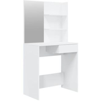 vidaXL Vidaxl - Dressing Table with Mirror High Gloss White 74.5x40x141 cm
