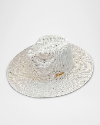 Van Palma Milo Gold Plated Logo-Print Straw Hat