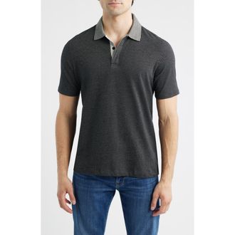 Johnston & Murphy Tonal Birds Eye Polo in Charcoal Birdseye at Nordstrom, Size Xxx-Large