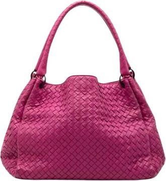 Bottega Veneta Pre-owned Handbags, female, Pink, Size: ONE SIZE Pre-owned Woven Leather Tote
