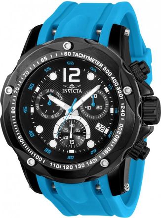 Invicta Speedway Chronograph Black Dial Light Blue Polyurethane Mens Watch 20075