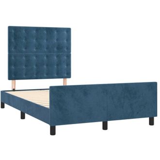 vidaXL Vidaxl - Estructura De Cama Sin Colch&oacute;n Terciopelo Azul Oscuro 120x190cm