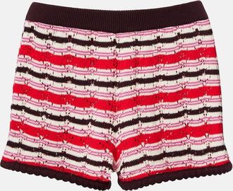 The Attico Shorts de crochet de algod&oacute;n a rayas