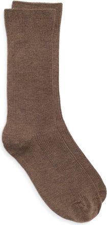 Nordstrom Everyday Rib Crew Socks in Brown Heather at Nordstrom, Size 9-11