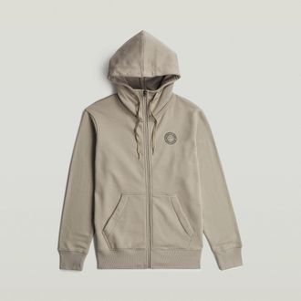 G-Star Round Logo Zip Hoodie - Beige - Heren