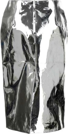 Jil Sander Womens Ovine Leather Skirt Silver