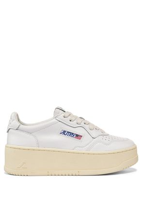 Autry Womens Medalist Platform Leather Sneakers White