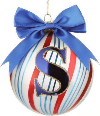 KASANOVA Pallina Natale con lettera S 10 cm Circus blu