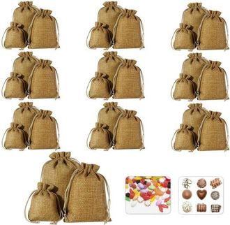 OEM Juego De 30 Bolsas De Lino Con Cord&oacute;n Ajustable, 3 Tama&ntilde;os (10 Bolsas Por Tama&ntilde;o), Bolsas Peque&ntilde;as De Tela Para Rellenar, Halloween, Pascua