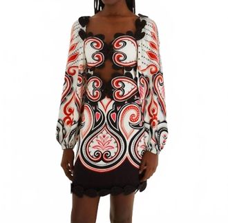 Farm Rio Graphic Ainika Cut-Out Hearts Mini Dress In White