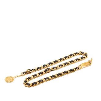 Chanel Pre-owned Belts, female, Yellow, Size: ONE SIZE Pre-owned Woven Leather Chain Link Belt