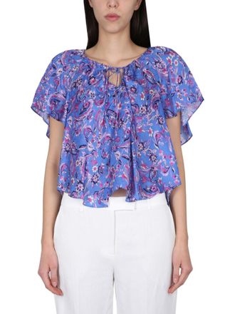 Isabel Marant Blue Paisley Round Neck Top