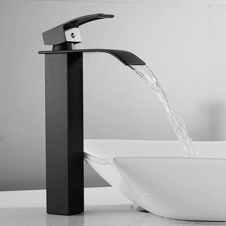 OEM Grifo De Cascada Negro Cecipa Con Ca&ntilde;o Alto, Grifo Mezclador Monomando Para Lavabo Con Palanca De Cobre, Mezclador Para Ba&ntilde;o