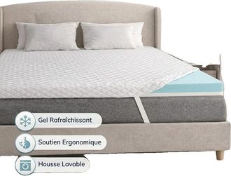 OEM Cubrecolch&oacute;n De Espuma Viscoel&aacute;stica, Funda Lavable, Relleno De Alta Densidad, 90x200cm, Blanco