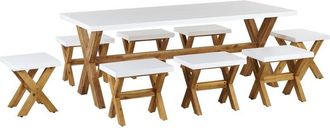 Beliani Garden Dining Set with Stools 8 Seater OLBIA Concrete White