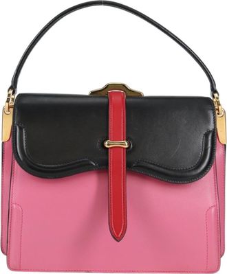 Prada Belle Top Handle Bag City Calf Pink Leather Bag (Pre-Owned)