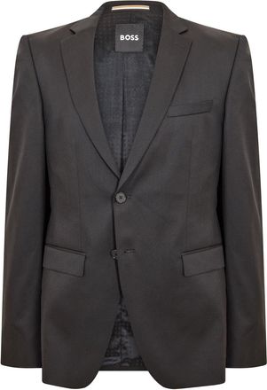 HUGO BOSS Mens Reymond Solid Patterned Notch Collared Suit Jacket in Black - Size 42 (Chest)