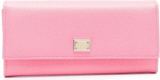 Dolce & Gabbana logo-plaque leather wallet - women - Calf Leather - One Size - Pink