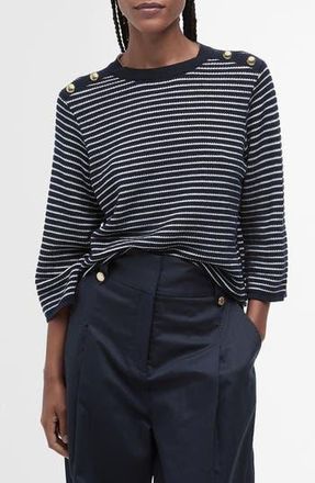 Barbour Macy Stripe Cotton Sweater in Dark Navy Stripe at Nordstrom Rack, Size 10 Us / 14 Uk