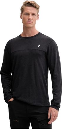 Peak Performance Trail Wool-Blend Longsleeve - Heren - Sportshirts - Zwart - M - Wol - Fitness