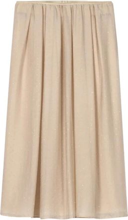 Luisa Cerano Rok met glinsterende afwerking en elastische tailleband - Dames - Midirokken - Beige - S - Rokken