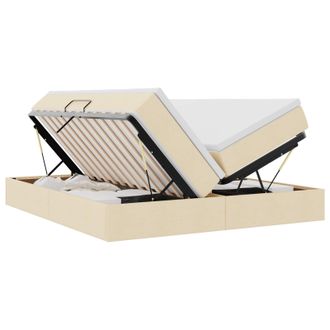 vidaXL Cama Con Almacenamiento Y Colch&oacute;n Crema 180 X 200 Cm Poli&eacute;ster Vidaxl