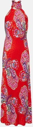 Rixo Maura printed halterneck maxi dress