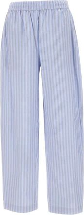 Rotate Poplin Tapered Pants - Dames - Wijde Broeken - Blauw - M - Katoen - Broeken