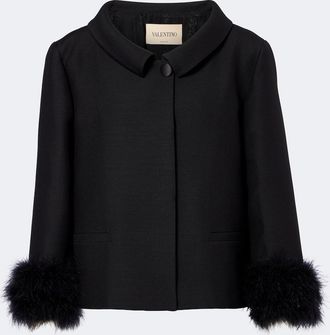 Valentino Crepe Couture feather-trimmed jacket