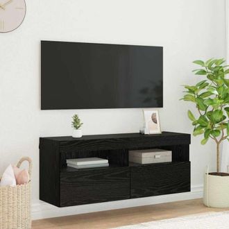 vidaXL vidaXL Mobile TV da parete Rovere Nero 100 x 30 x 40 cm