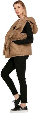 Belle & Bloom Over My Head Hooded Puffer Vest in Khaki at Nordstrom, Size Large
