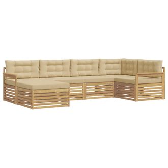 vidaXL Conjunto De Sof&aacute;s De Exterior Con Coj&iacute;n 6 Pcs Y Beige Poli&eacute;ster Vidaxl