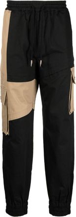 Feng Chen Wang colour-block panelled drawstring trousers - men - Cotton/Spandex/Elastane - S - Black