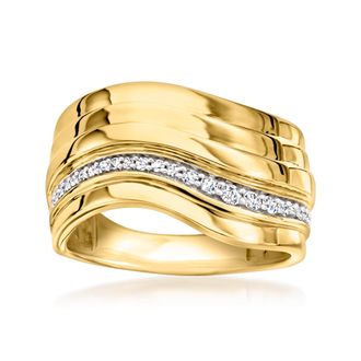 Ross-Simons Diamond Wavy Ring in 18kt Gold Over Sterling