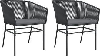 vidaXL Sedie Da Giardino Con Cuscini 2 Pz Nere In Polyrattan - Vidaxl