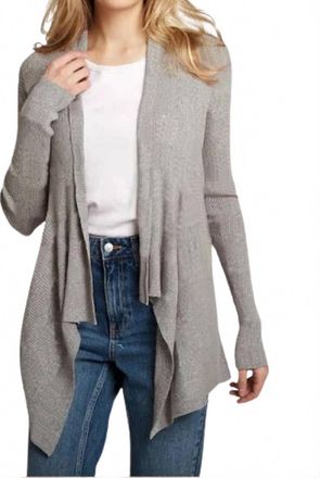 Autumn Cashmere Cotton Rib Drape Cardigan In Sweatshirt Gray