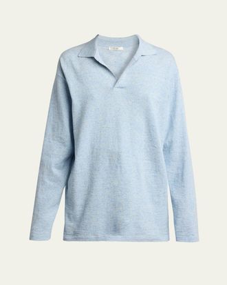 The Row Niosa Long-Sleeved Cotton & Linen Polo Top