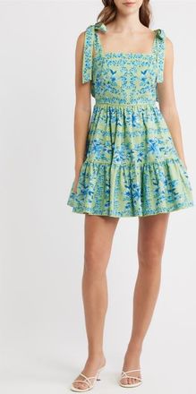 Flying Tomato Print Cotton Minidress in Mint Blue at Nordstrom, Size Medium