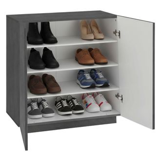 Dmora Zapatero Moderno, Made In Italy, Con 2 Puertas, Zapatero De Entrada, Armario Multiusos, Cm 80x38h86, Color Gris Pizarra, Con Embalaje Reforzado - Dmor