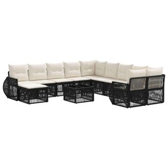 vidaXL Conjunto De Sof&aacute;s De Jard&iacute;n 12 Pcs Negro Rat&aacute;n Sint&eacute;tico Vidaxl